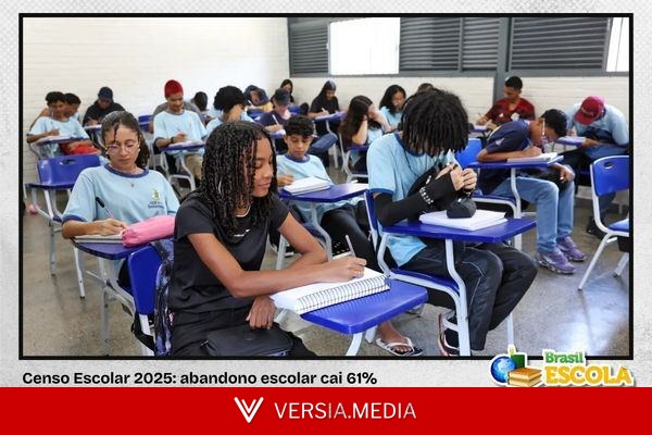 Censo Escolar 2025: abandono escolar cai 61% no ensino médio público